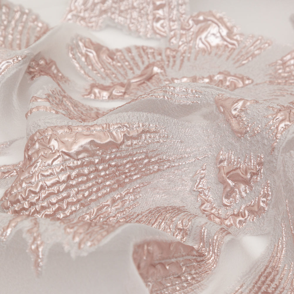 Metallic Rose and Warm Gray Large-Scale Burnout Floral Luxury Brocade