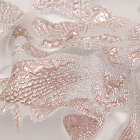 Metallic Rose and Warm Gray Large-Scale Burnout Floral Luxury Brocade
