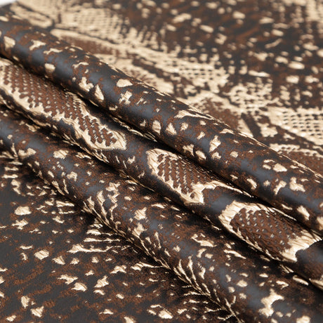 Metallic Gold Black and Brown Reptilian Luxury Brocade