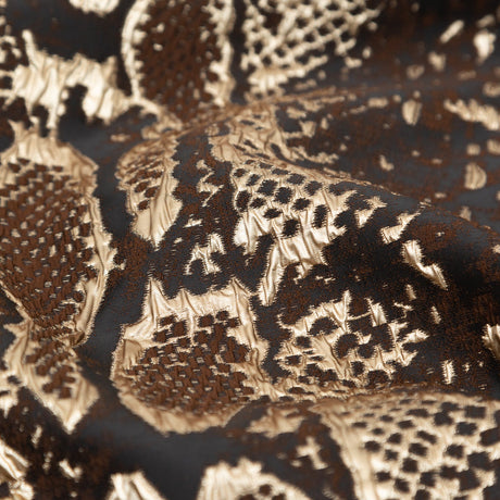 Metallic Gold Black and Brown Reptilian Luxury Brocade