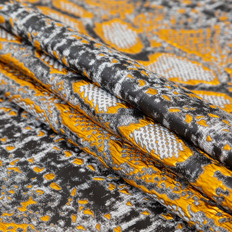 Metallic Copper, Black and Gray Reptilian Luxury Brocade