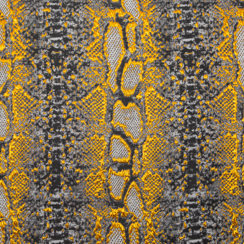 Metallic Copper, Black and Gray Reptilian Luxury Brocade