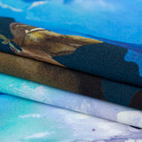 Mood Exclusive Italian Peacoat and Gray Mist Painterly Floral Digitally Printed Silk Charmeuse