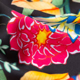 Mood Exclusive Italian Black, Green and Tangerine Floral Digitally Printed Silk Charmeuse