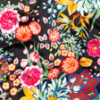 Mood Exclusive Italian Black, Green and Tangerine Floral Digitally Printed Silk Charmeuse
