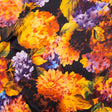 Mood Exclusive Italian Jaffa Orange, Moss and Grape Royale Painterly Floral Digitally Printed Silk Charmeuse