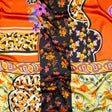 Mood Exclusive Italian Lime, Orange and Amethyst Floral Patchwork Digitally Printed Silk Charmeuse Panel