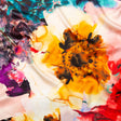 Mood Exclusive Italian Red, Mustard and Teal Abstract Floral Silk Charmeuse