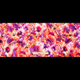 Mood Exclusive Italian Hot Coral and Purple Sunflowers Digitally Printed Silk Charmeuse