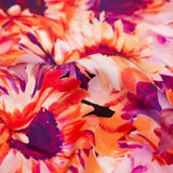 Mood Exclusive Italian Hot Coral and Purple Sunflowers Digitally Printed Silk Charmeuse