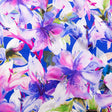 Mood Exclusive Italian Deep Blue and Red Violet Watercolor Floral Digitally Printed Silk Charmeuse
