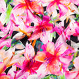 Mood Exclusive Italian Pink and Black Watercolor Floral Digitally Printed Silk Charmeuse
