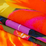 Mood Exclusive Italian Proper Pink and Tangy Orange Floral Digitally Printed Silk Charmeuse