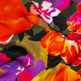 Mood Exclusive Italian Proper Pink and Tangy Orange Floral Digitally Printed Silk Charmeuse