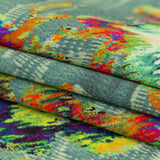 Mood Exclusive Italian Aqua Haze, Sand Dollar and Bamboo Patchwork Digitally Printed Silk Charmeuse