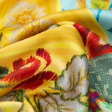 Mood Exclusive Italian Aqua Haze, Sand Dollar and Bamboo Patchwork Digitally Printed Silk Charmeuse