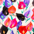 Mood Exclusive Italian Pale Beige, Pink and Purple Floral Digitally Printed Silk Charmeuse