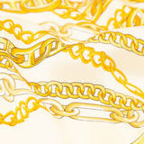 Mood Exclusive Italian Chino Green and Gold Chains Digitally Printed Silk Charmeuse
