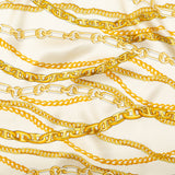 Mood Exclusive Italian Chino Green and Gold Chains Digitally Printed Silk Charmeuse