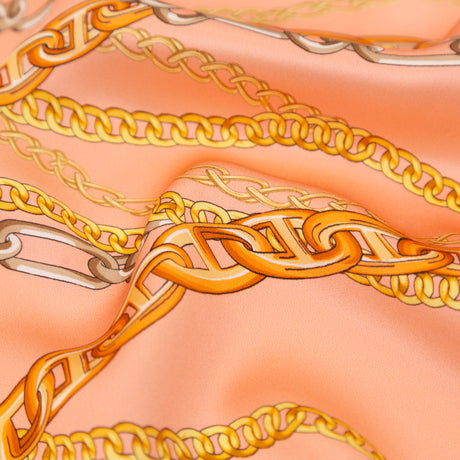 Mood Exclusive Italian Pink and Gold Chains Digitally Printed Silk Charmeuse