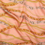 Mood Exclusive Italian Pink and Gold Chains Digitally Printed Silk Charmeuse