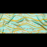 Mood Exclusive Italian Teal and Gold Chains Digitally Printed Silk Charmeuse