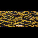 Mood Exclusive Italian Black Bean and Gold Chains Digitally Printed Silk Charmeuse