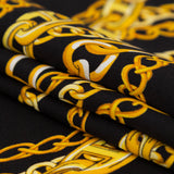 Mood Exclusive Italian Black Bean and Gold Chains Digitally Printed Silk Charmeuse