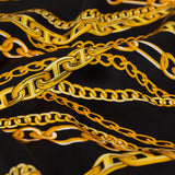 Mood Exclusive Italian Black Bean and Gold Chains Digitally Printed Silk Charmeuse