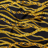 Mood Exclusive Italian Black Bean and Gold Chains Digitally Printed Silk Charmeuse