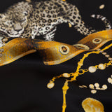 Mood Exclusive Italian Black and Gold Cheetahs and Gems Silk Charmeuse