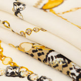 Mood Exclusive Italian Off-White and Gold Cheetahs and Gems Silk Charmeuse