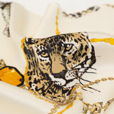 Mood Exclusive Italian Off-White and Gold Cheetahs and Gems Silk Charmeuse