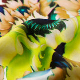 Mood Exclusive Italian Chartreuse and Sea Green Whimsical Floral Digitally Printed Silk Charmeuse