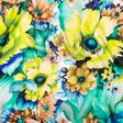 Mood Exclusive Italian Chartreuse and Sea Green Whimsical Floral Digitally Printed Silk Charmeuse