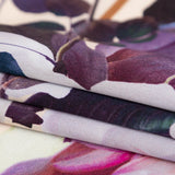 Mood Exclusive Italian Brown, Evening Rose and Mint Floral Border Digitally Printed Silk Charmeuse