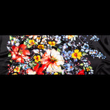 Mood Exclusive Italian Black Silk Charmeuse with Central Digitally Printed Florals