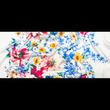 Mood Exclusive Italian White Silk Charmeuse with Central Digitally Printed Florals