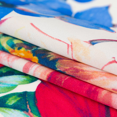 Mood Exclusive Italian White Silk Charmeuse with Central Digitally Printed Florals