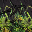 Mood Exclusive Italian Green and Black Palm Leaves Digitally Printed Silk Charmeuse Panel