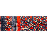 Mood Exclusive Italian Navy, Red and Gray Floral Border Digitally Printed Silk Charmeuse
