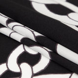 Mood Exclusive Italian Black and White Large Chains Digitally Printed Silk Charmeuse