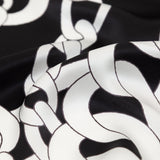 Mood Exclusive Italian Black and White Large Chains Digitally Printed Silk Charmeuse