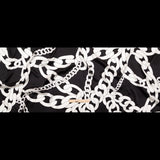 Mood Exclusive Italian Black and White Large Chains Digitally Printed Silk Charmeuse
