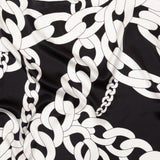 Mood Exclusive Italian Black and White Large Chains Digitally Printed Silk Charmeuse