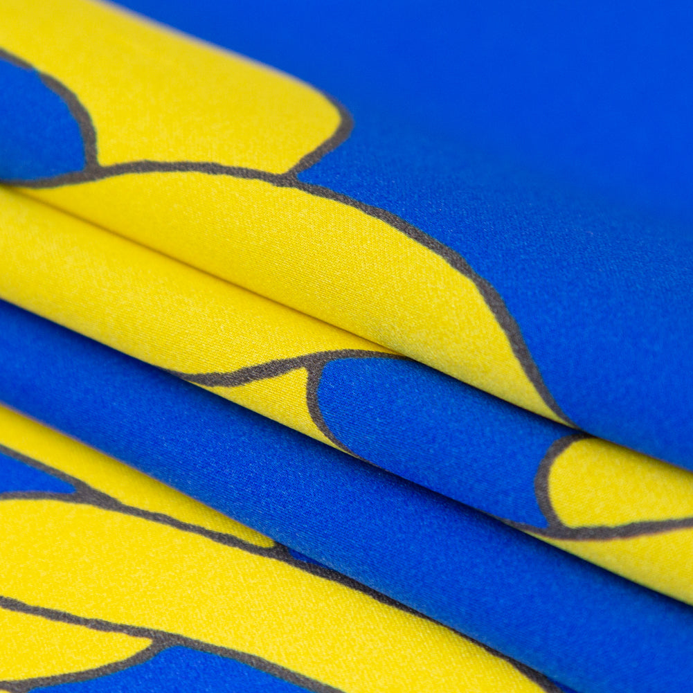 Mood Exclusive Italian Blue and Yellow Large Chains Digitally Printed Silk Charmeuse
