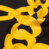 Mood Exclusive Italian Black and Gold Large Chains Digitally Printed Silk Charmeuse