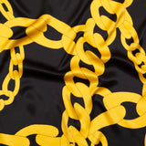 Mood Exclusive Italian Black and Gold Large Chains Digitally Printed Silk Charmeuse