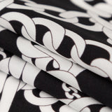 Mood Exclusive Italian Black and White Chains Digitally Printed Silk Charmeuse