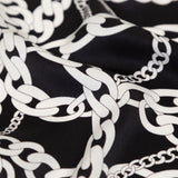 Mood Exclusive Italian Black and White Chains Digitally Printed Silk Charmeuse